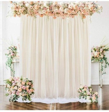 Champagne Tulle Backdrop Curtain – 9′ x 9′