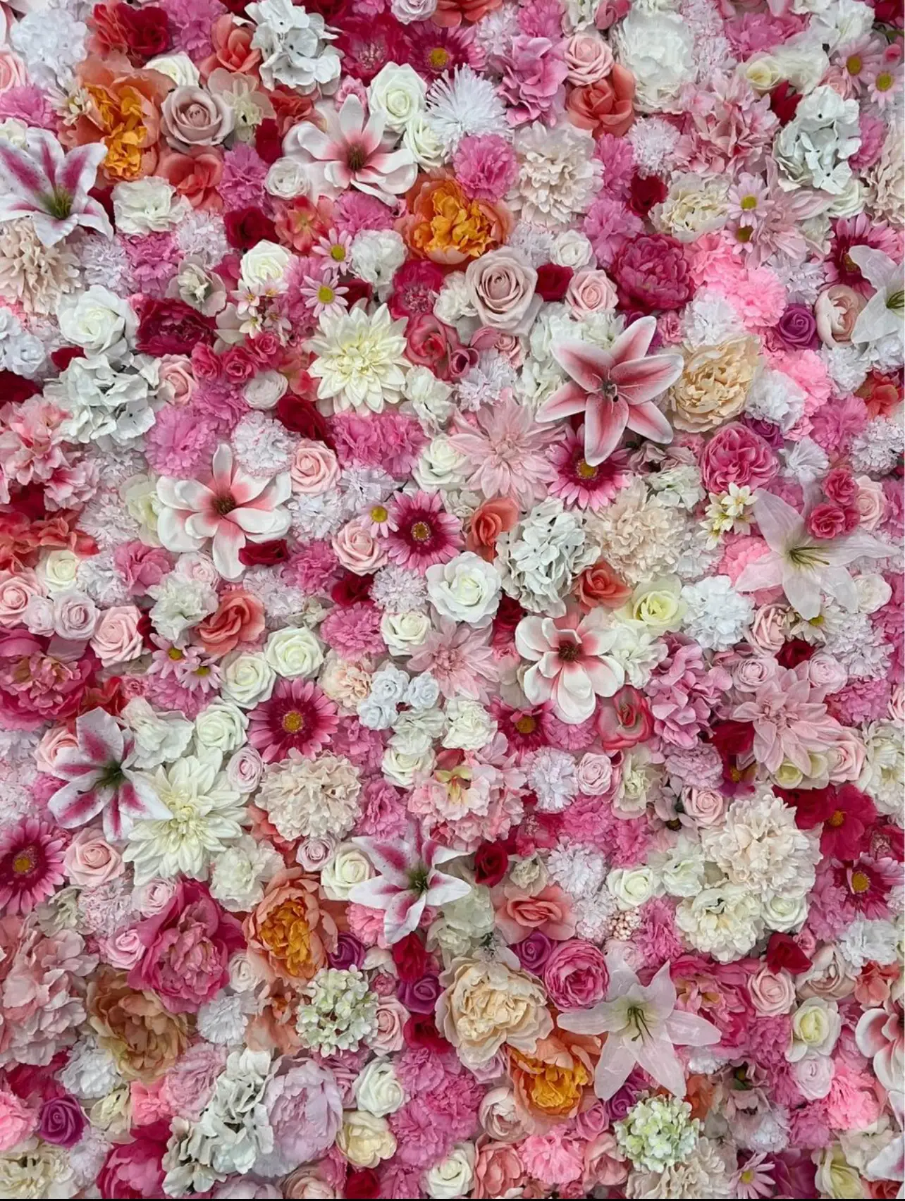 Pink Faux Flower Backdrop – 8′ x 8′